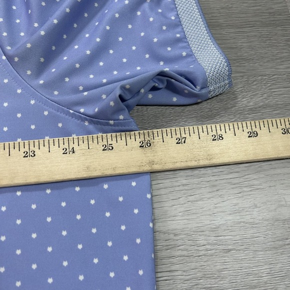 Greyson Polo Shirt Mens XL Blue Polka Dot Golf Performance Stretch Short Sleeve - Picture 8 of 10